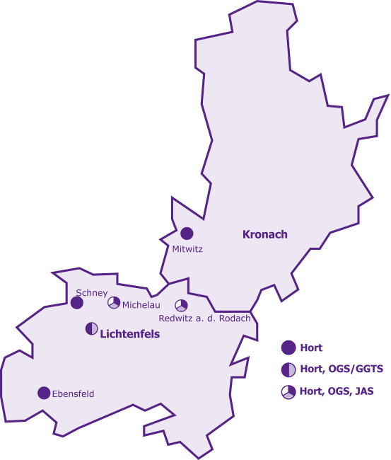 grafik: karte oberfranken mit allen Standorten der SKB